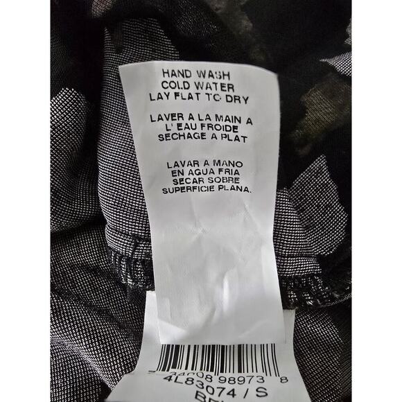 Karen Kane Sheer Velvet Burnout Top Black Rose Flutter Sleeve Whimsigoth Small - Picture 10 of 10